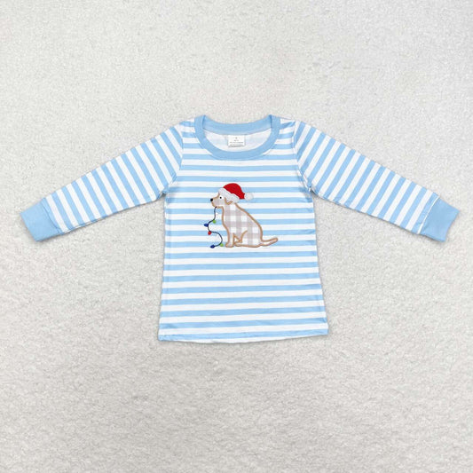 toddle baby boy embroidery christmas light dog design winter shirt