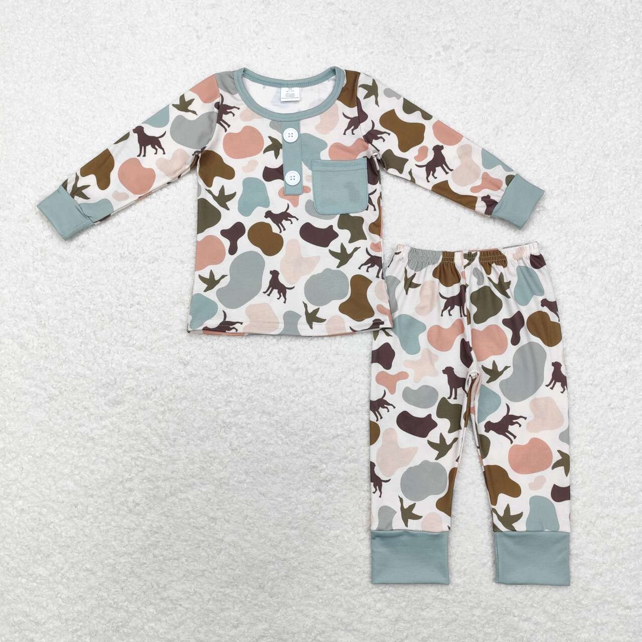 baby boy clothes mallard duck dog camo bamboo pajama set