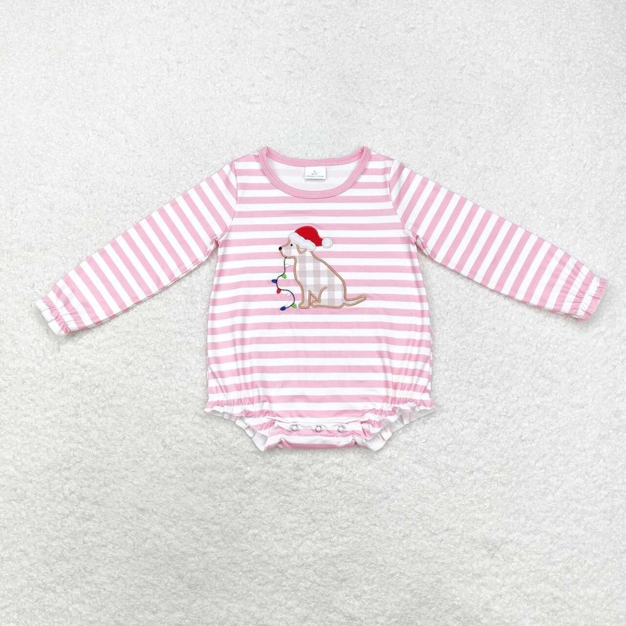 toddle baby girl embroidery christmas light dog design winter romper