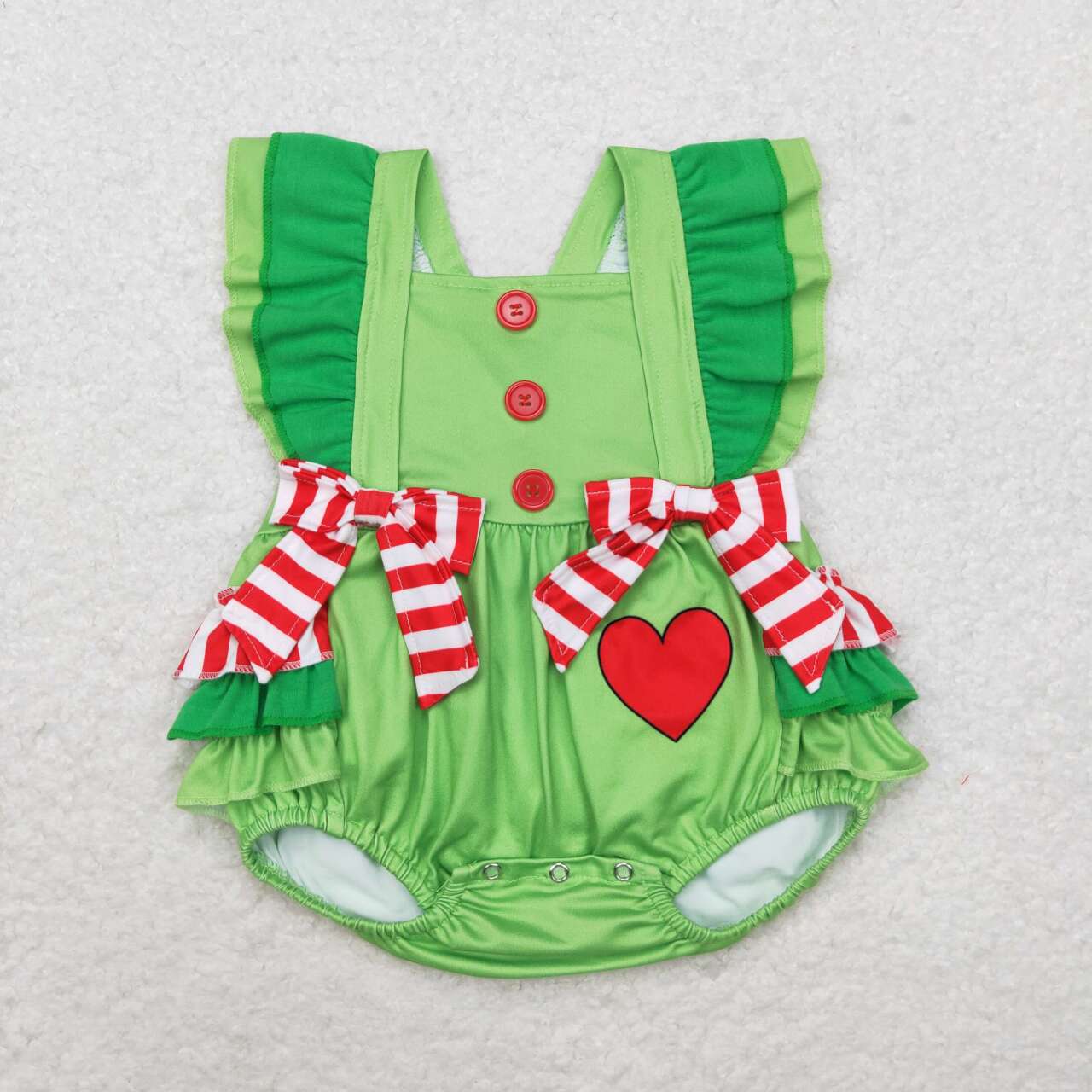 infant baby girls christmas red heart bubble romper