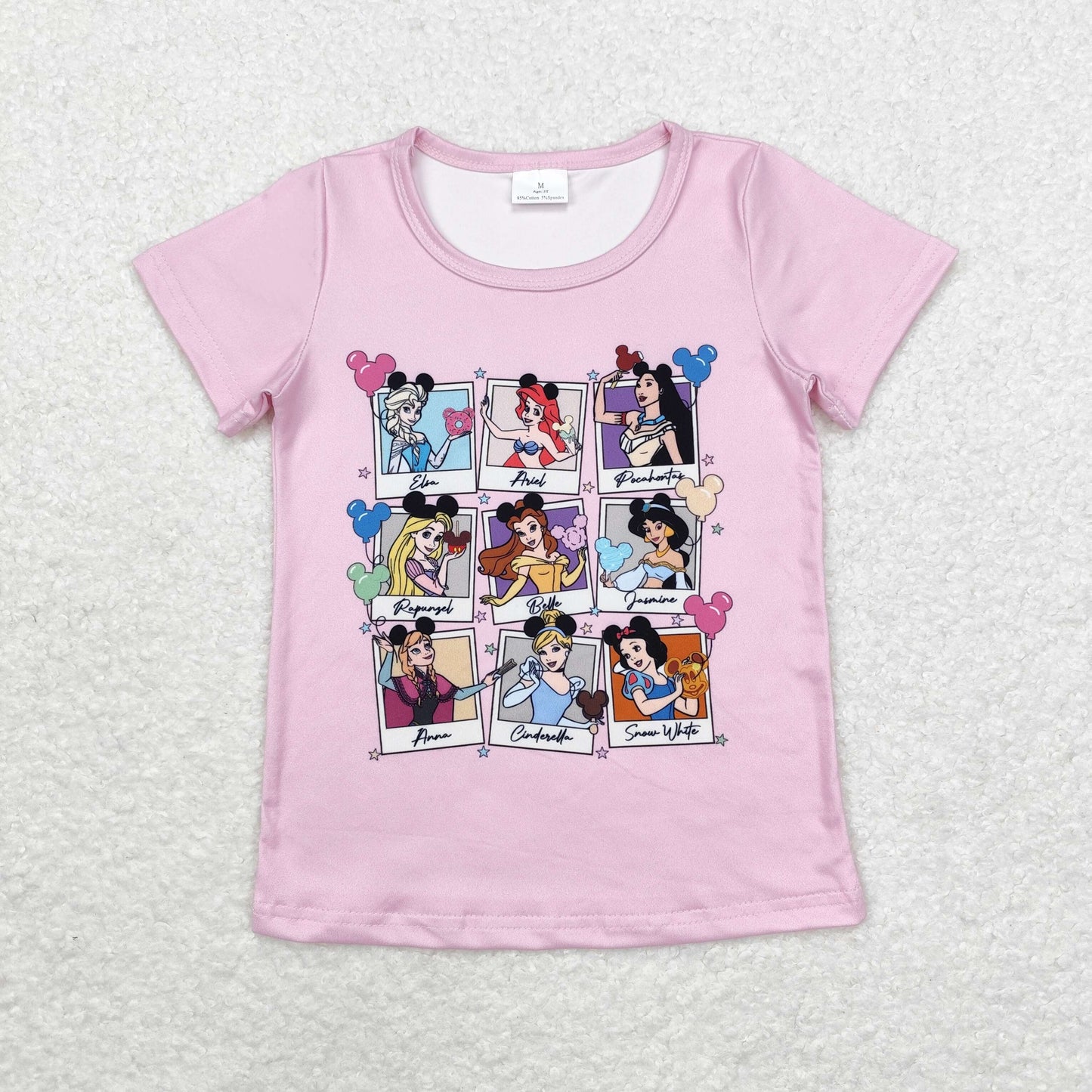 baby girls short sleeve princess cartoon shirt