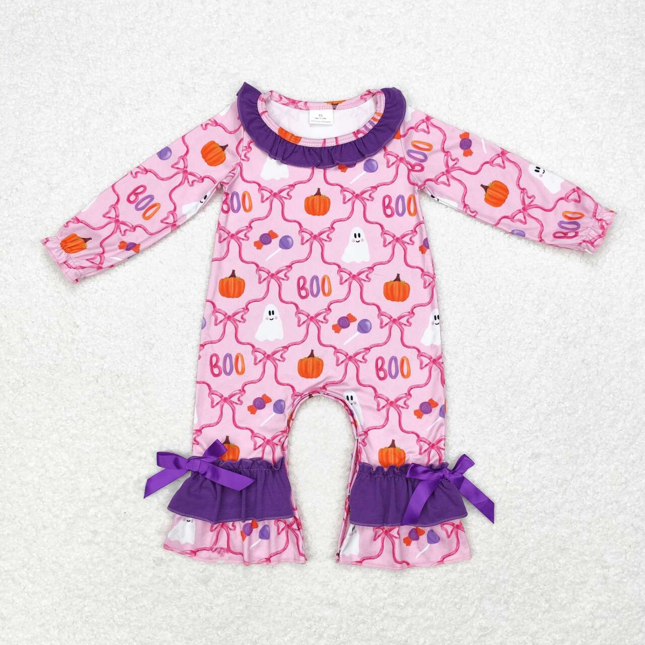 toddle baby girl halloween ghost boo pumpkin zip romper