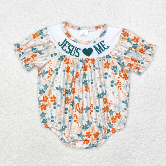 embroidery Jesus love me baby girls boutique romper