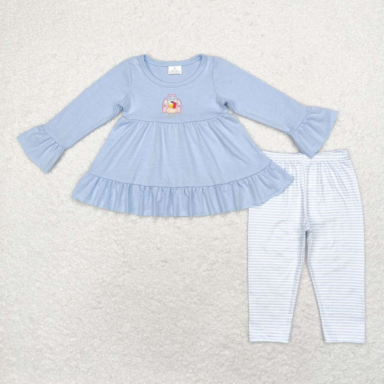 best sister embroidery thanksgiving turkey blue stripes clothes