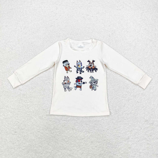 baby girls Halloween blue cartoon dog long sleeve top