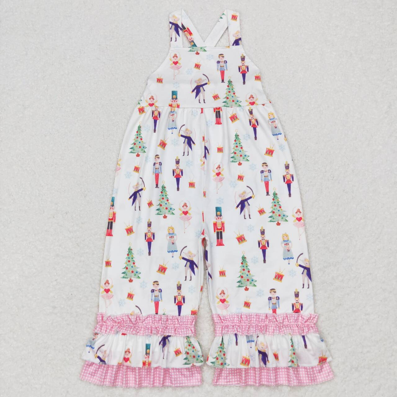 pink long sleeve shirt christmas suspender jumpsuit 2pcs outfit