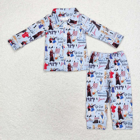 country music singer wholesale kids milk silk blue pajama set