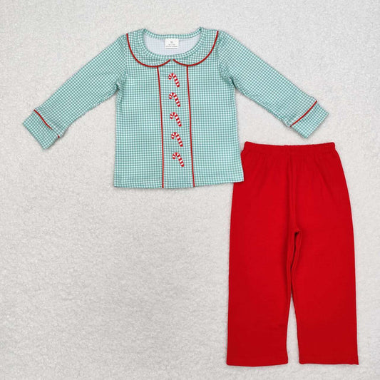 Christmas Candy Cane Green Gingham Top Red Leggings Clothes