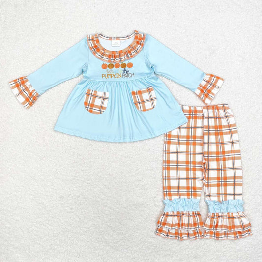 baby girl long sleeve pumpkin tunic top ruffle cotton pants clothes