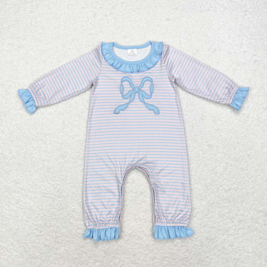 wholesale baby girl embroidery bow fall winter romper