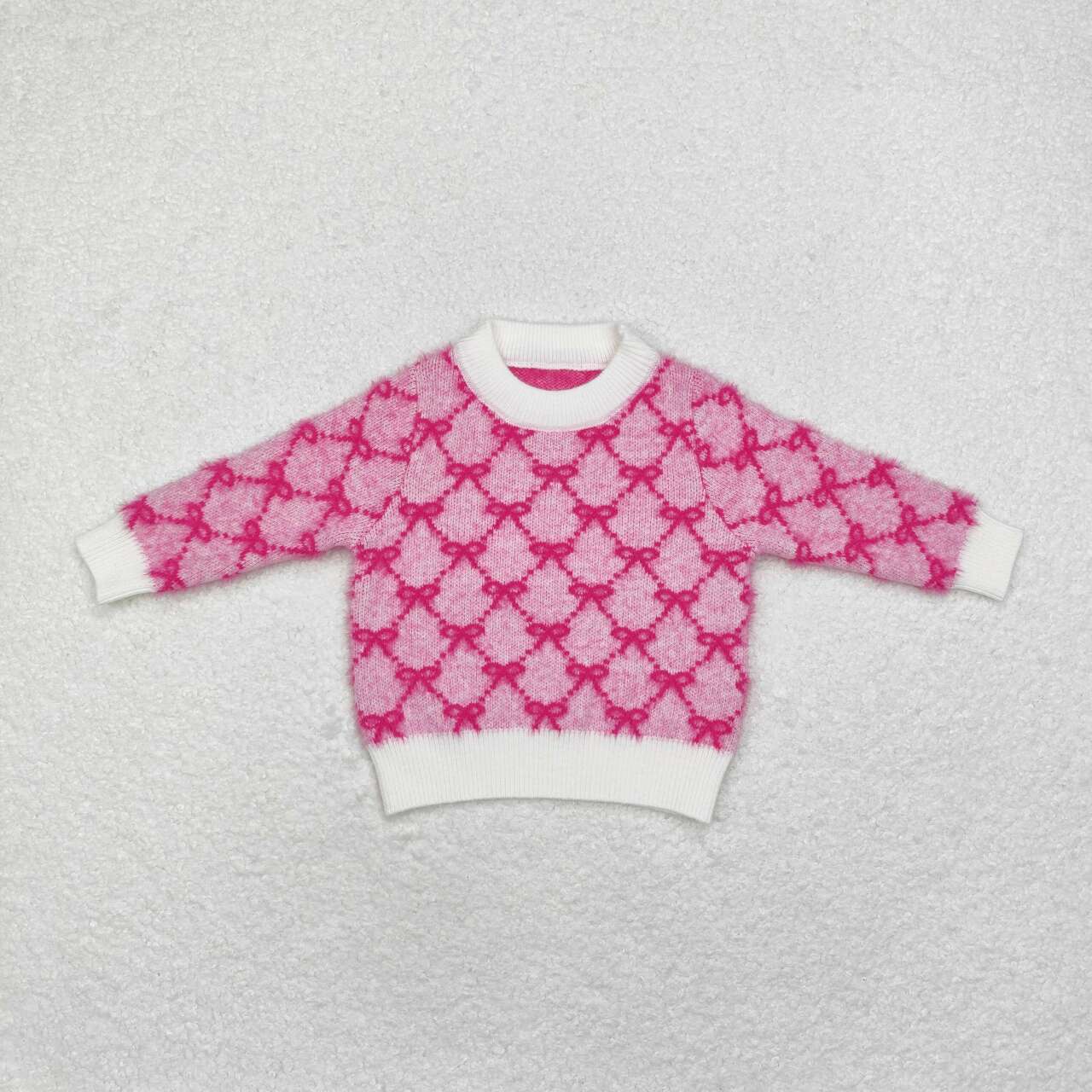 Girls christmas pink bow sweater fall winter sweater