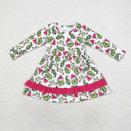 kids baby christmas tree green face milk silk dress