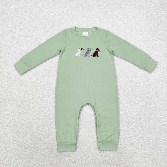 Toddle baby boy embroidery mallard duck dog hunting long sleeve romper