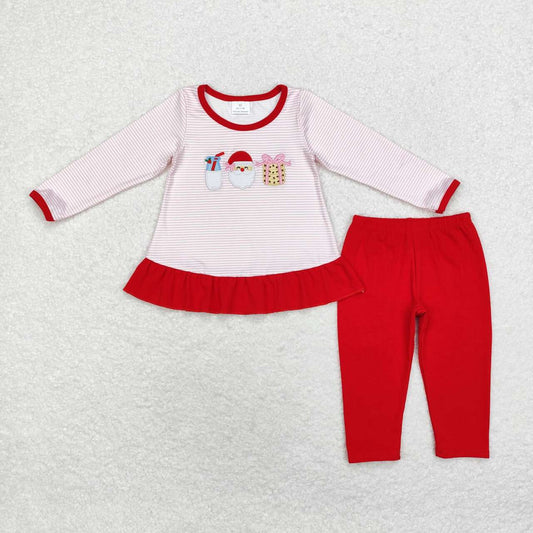 Embroidery Christmas milk Santa Claus cookie kids baby girl long sleeve winter clothes