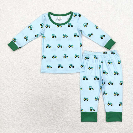 toddle baby boy farm tractor bamboo pajama set