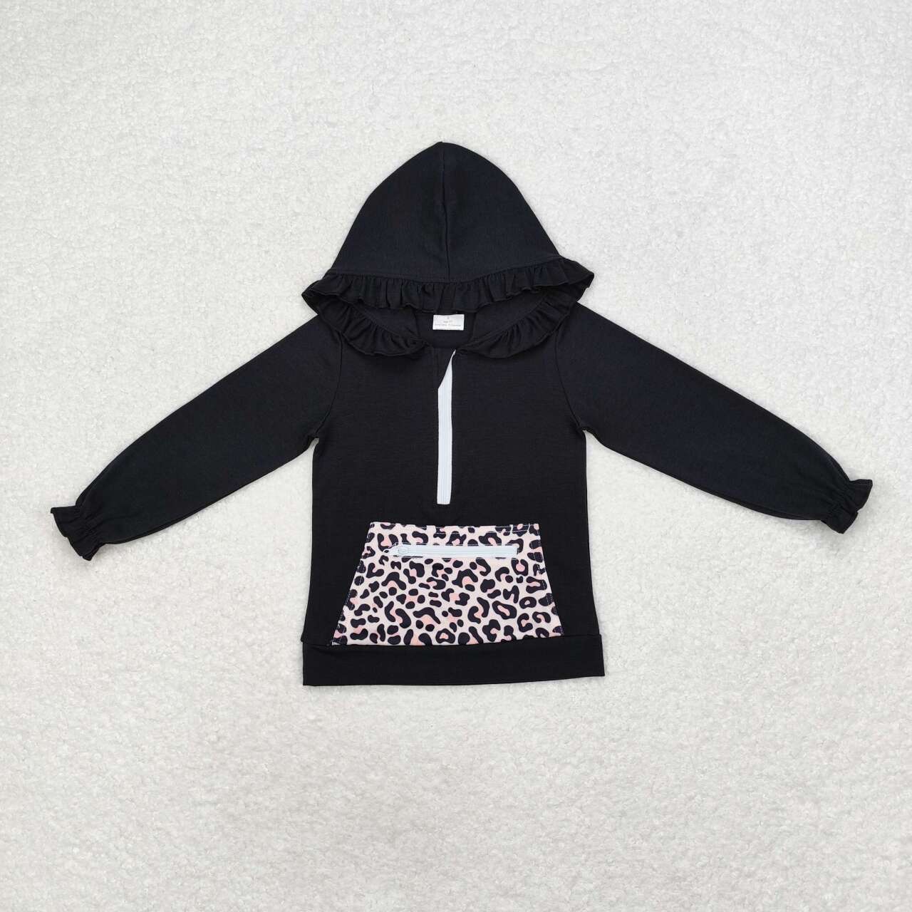 infant baby girls black cheetah long sleeve hoodie top