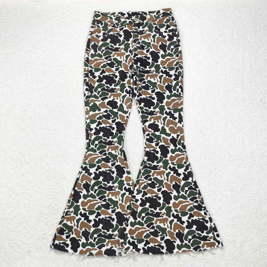 Adult women green brown camo Jeans bell  bottoms