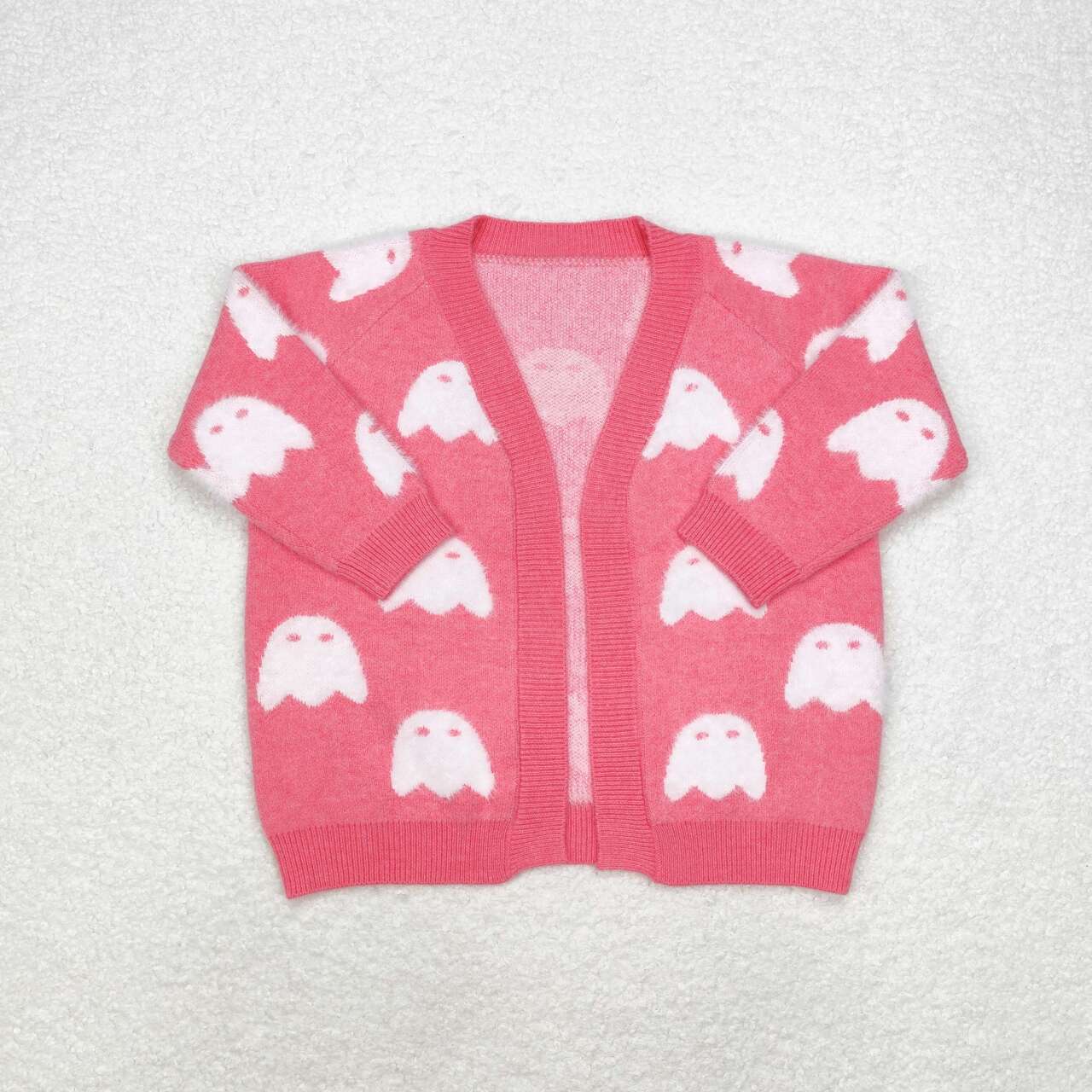 wholesale kids baby girls halloween ghost pink cardigan