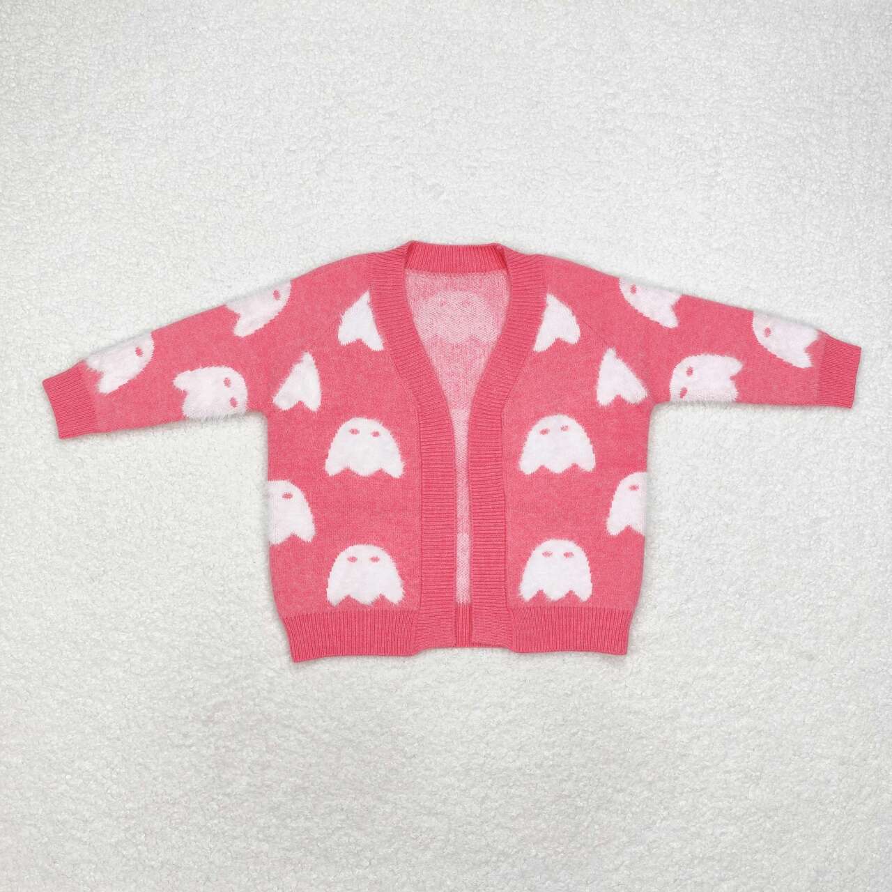 wholesale kids baby girls halloween ghost pink cardigan