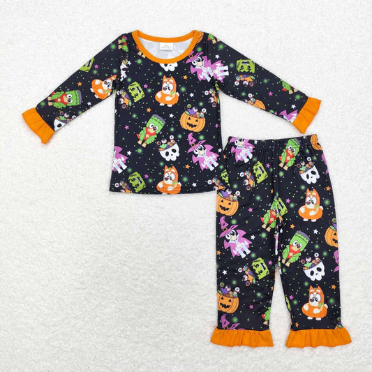 Toddle Girl Halloween blue cartoon dog pajama set