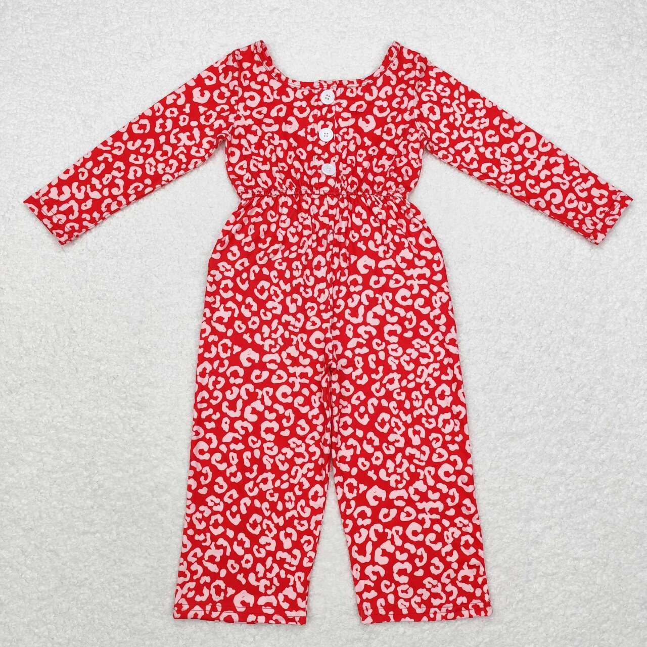 baby girls red cheetah  jumpsuit