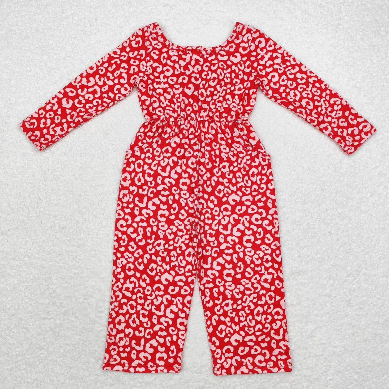 baby girls red cheetah  jumpsuit