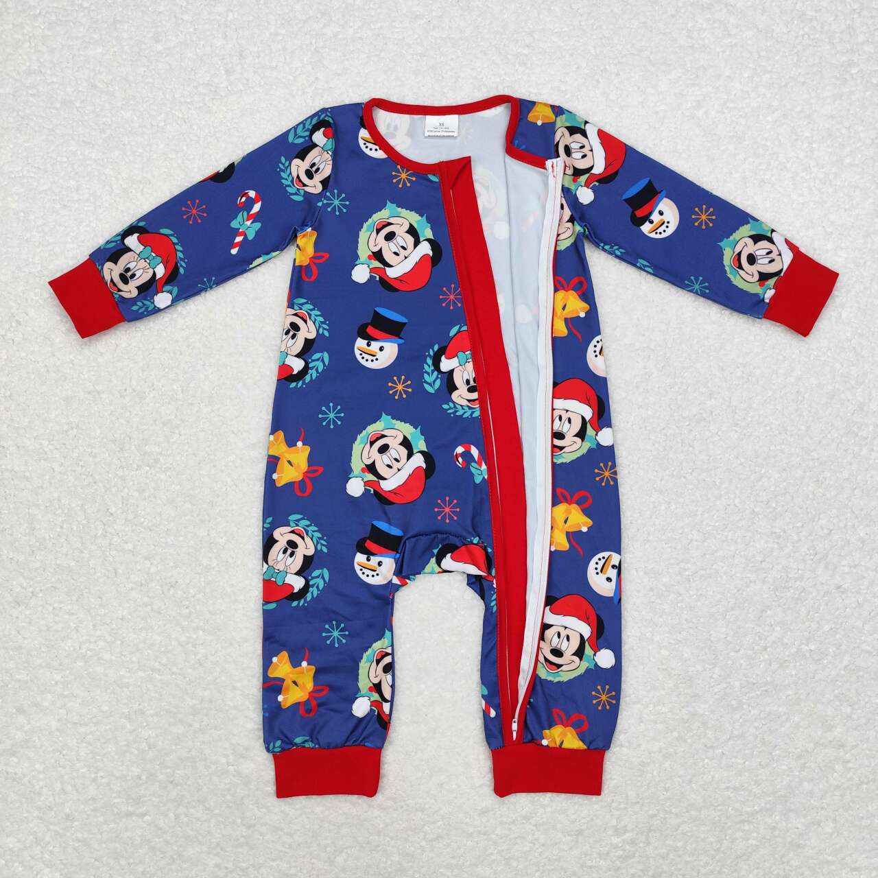 toddle baby boy christmas blue cartoon zip rompeR