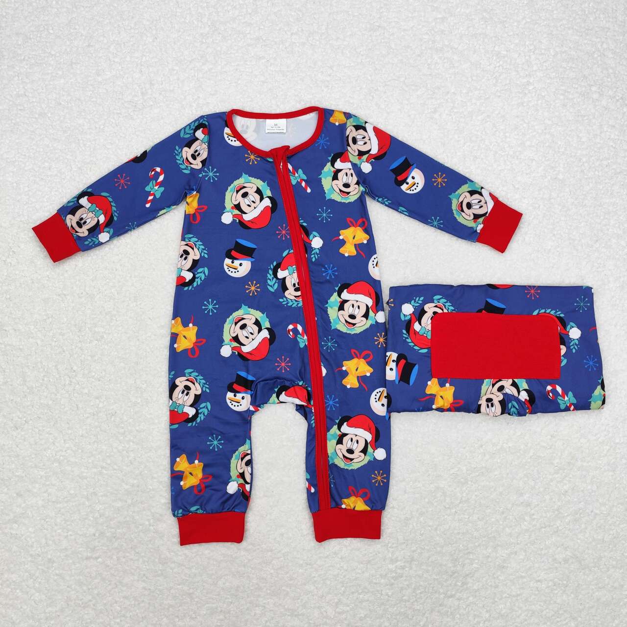 toddle baby boy christmas blue cartoon zip rompeR