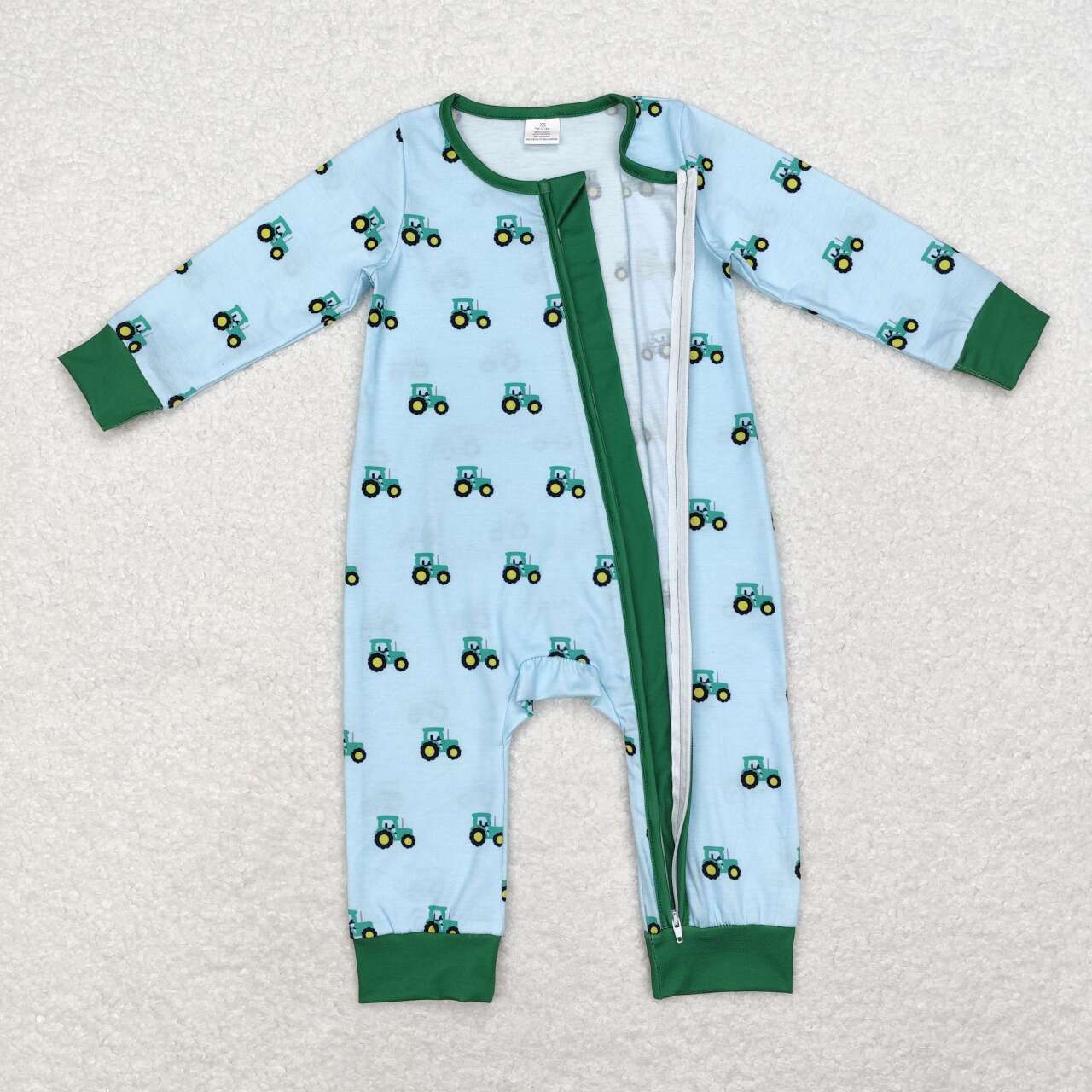 toddle baby boy farm tractor bamboo zip romper