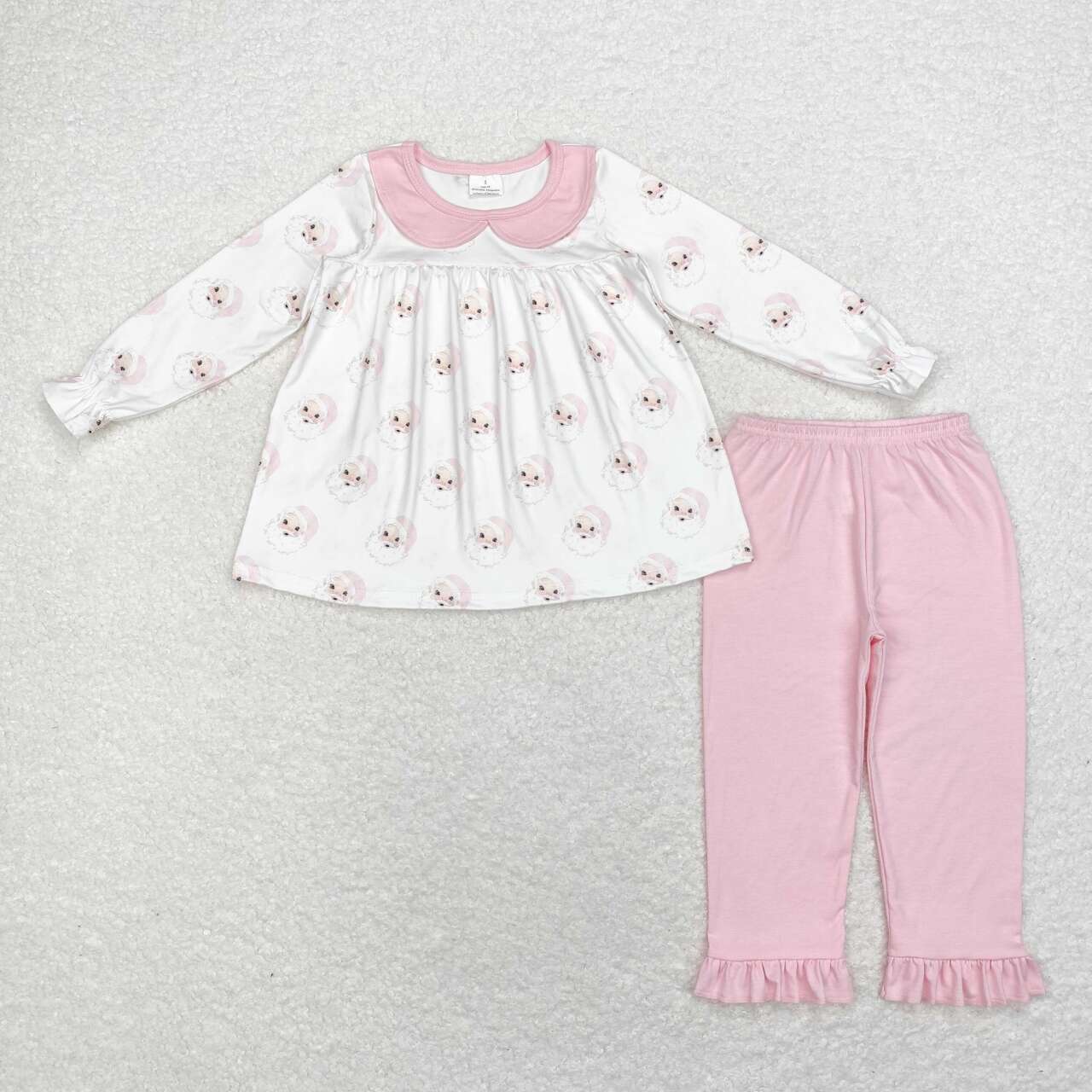 baby girl christmas pink santa claus top ruffle pants 2pcs pants clothes