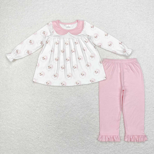 baby girl christmas pink santa claus top ruffle pants 2pcs pants clothes