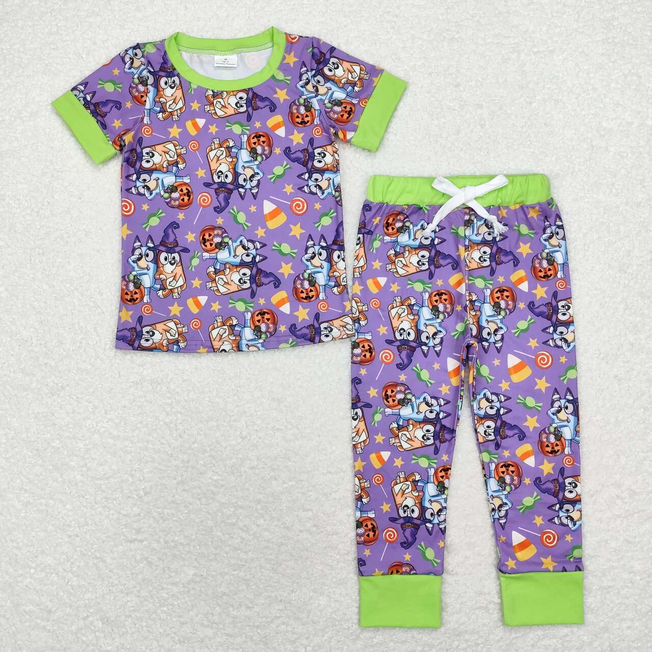 Halloween blue cartoon dog candy corn pajama set