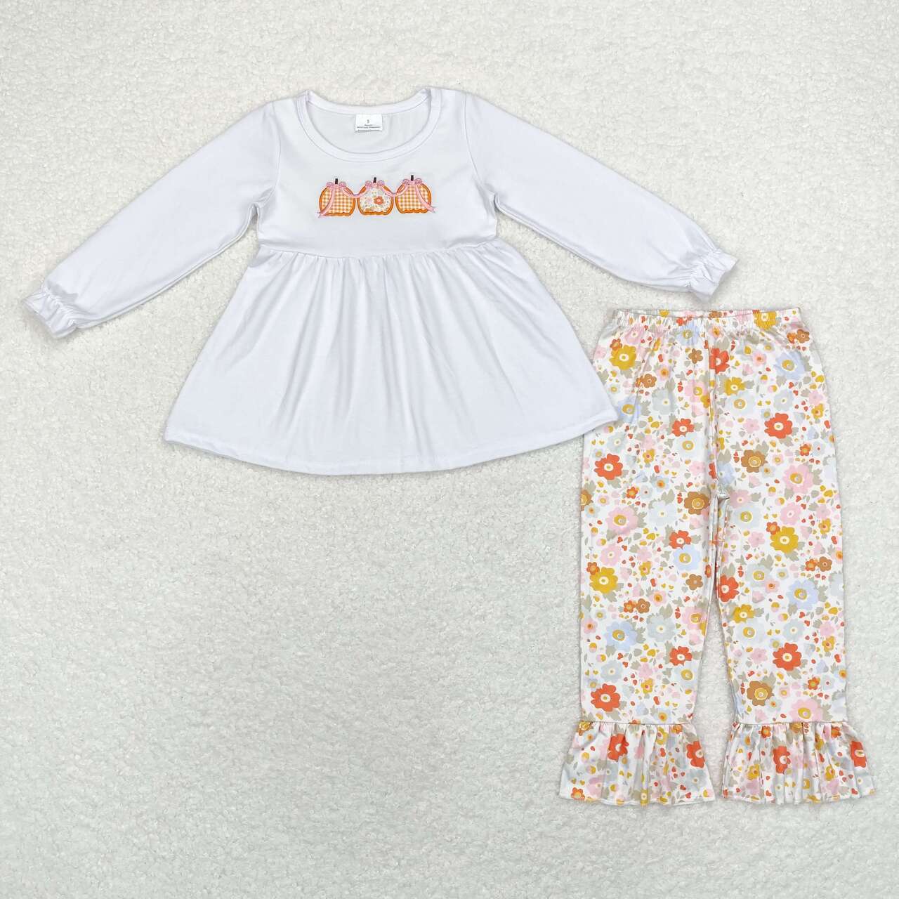 toddle baby girl embroidery pumpkin top floral pants clothes