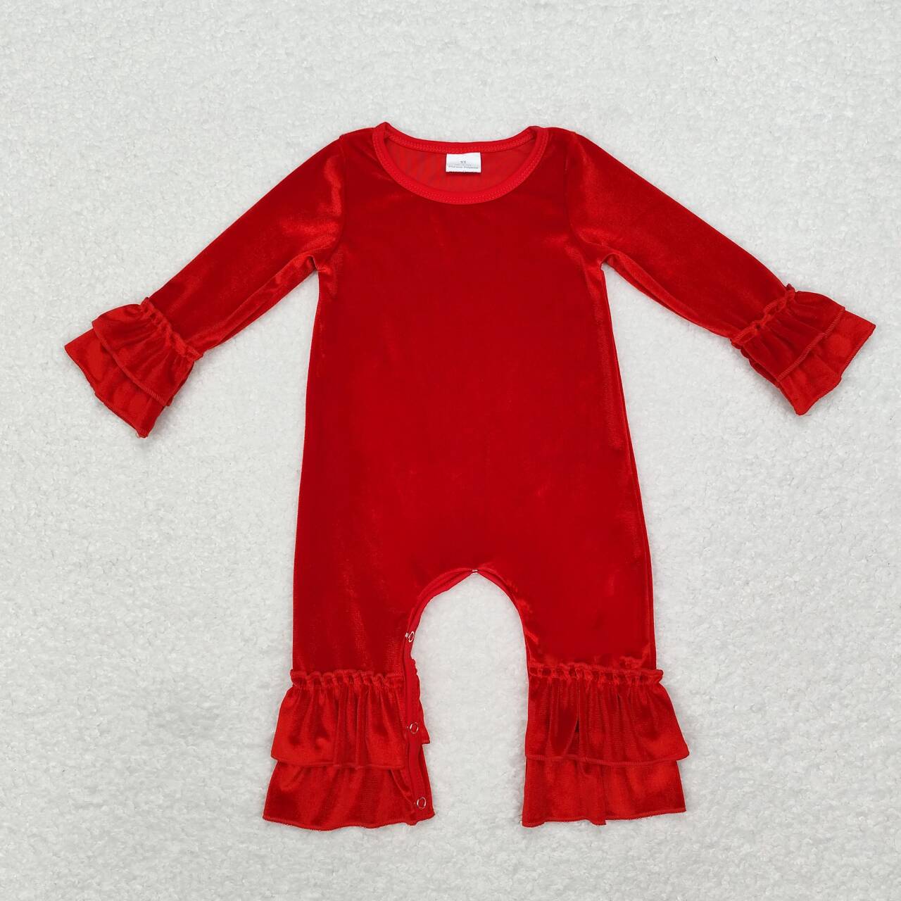 toddle baby girls christmas red long sleeve velvet romper