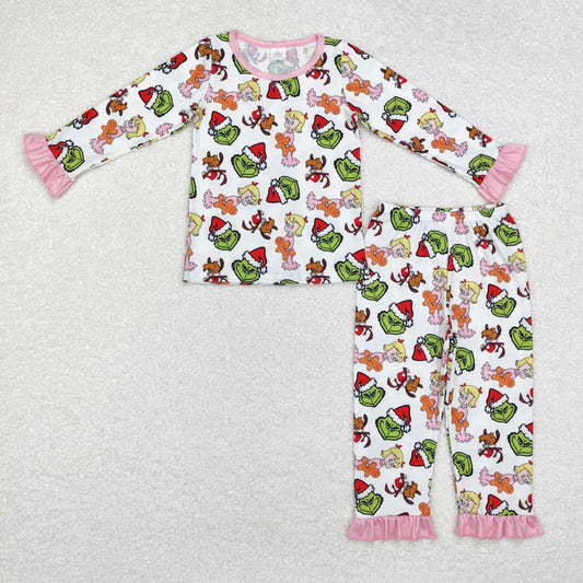 kids baby  christmas green face gingerbread milk silk bamboo pajama set