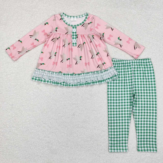 Mallard duck pink bow tunic top matching pants fall winter clothes