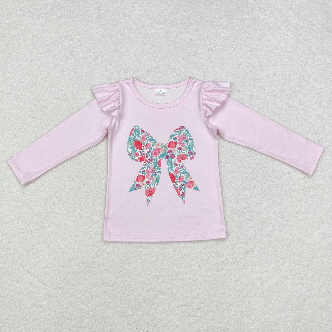 baby girls long sleeve floral bow pink top