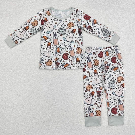 wholesale kids boy christmas santa claus cookie milk bamboo pajama set