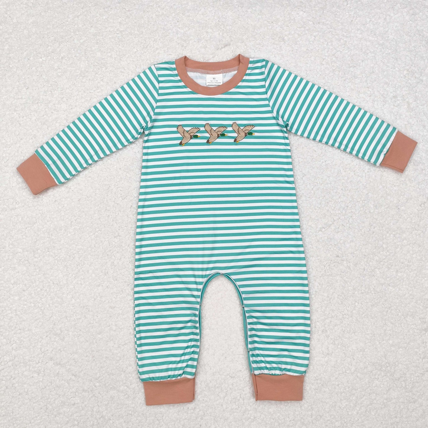 Infant boy embroidery mallard duck romper