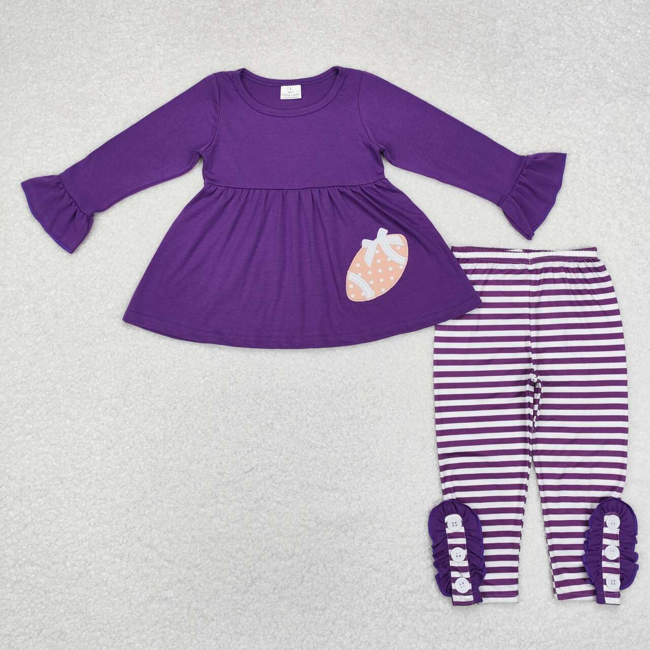 kids baby girl embroidery football long sleeve fall winter sports purple clothes