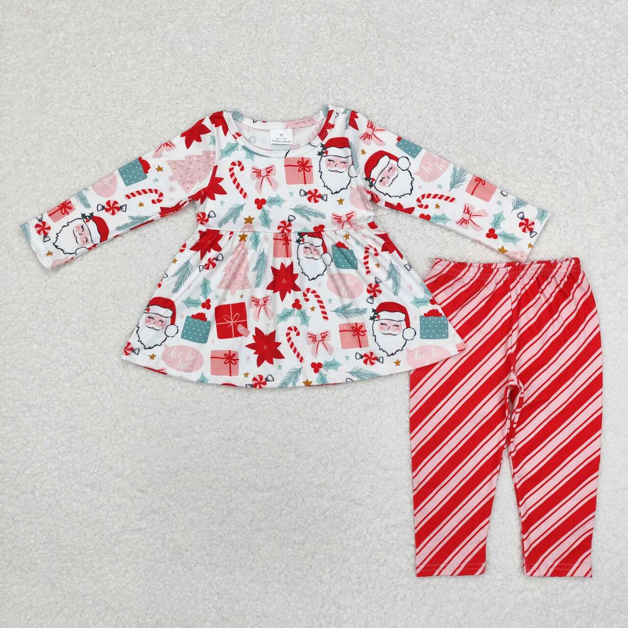 baby girl Christmas Santa Claus gift box tunic top matching pants fall winter clothes