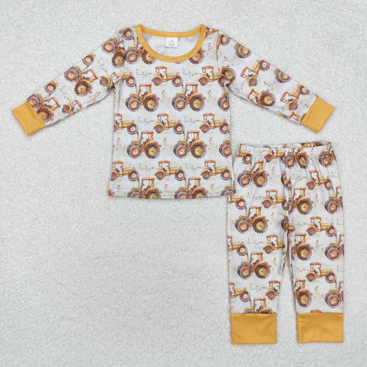 baby boy clothes farm tractor long sleeve bamboo pajama set