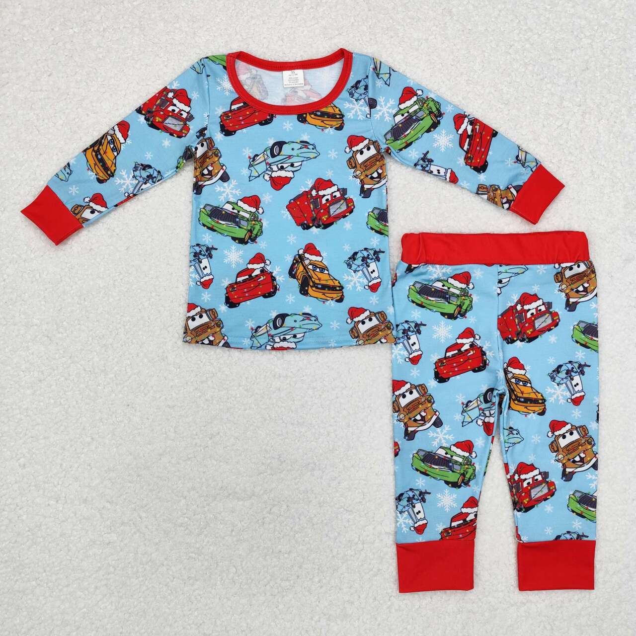 Christmas cartoon car long sleeve bamboo pajama set