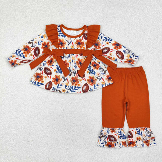 baby girl football floral print tunic top matching pants fall winter clothes