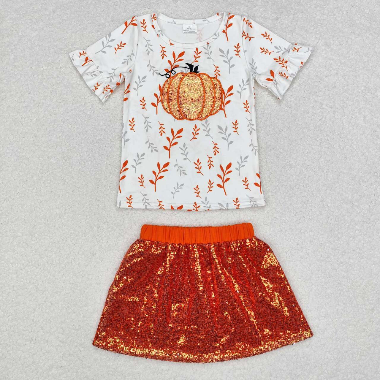 baby girl embroidery sequins pumpkin top matching skirt fall season clothes