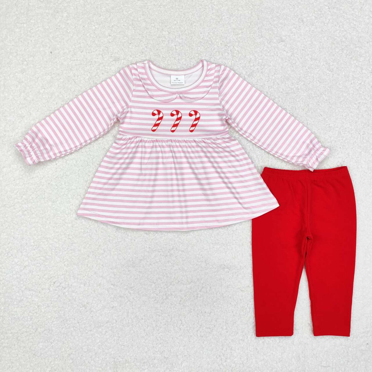 baby girl christmas candy cane pink stripes tunic top matching red legging pants fall winter clothes