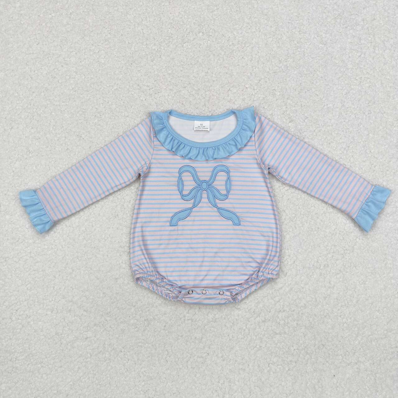 infant baby girl embroidery bow print fall winter romper