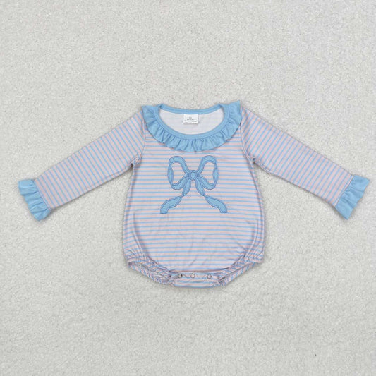 infant baby girl embroidery bow print fall winter romper