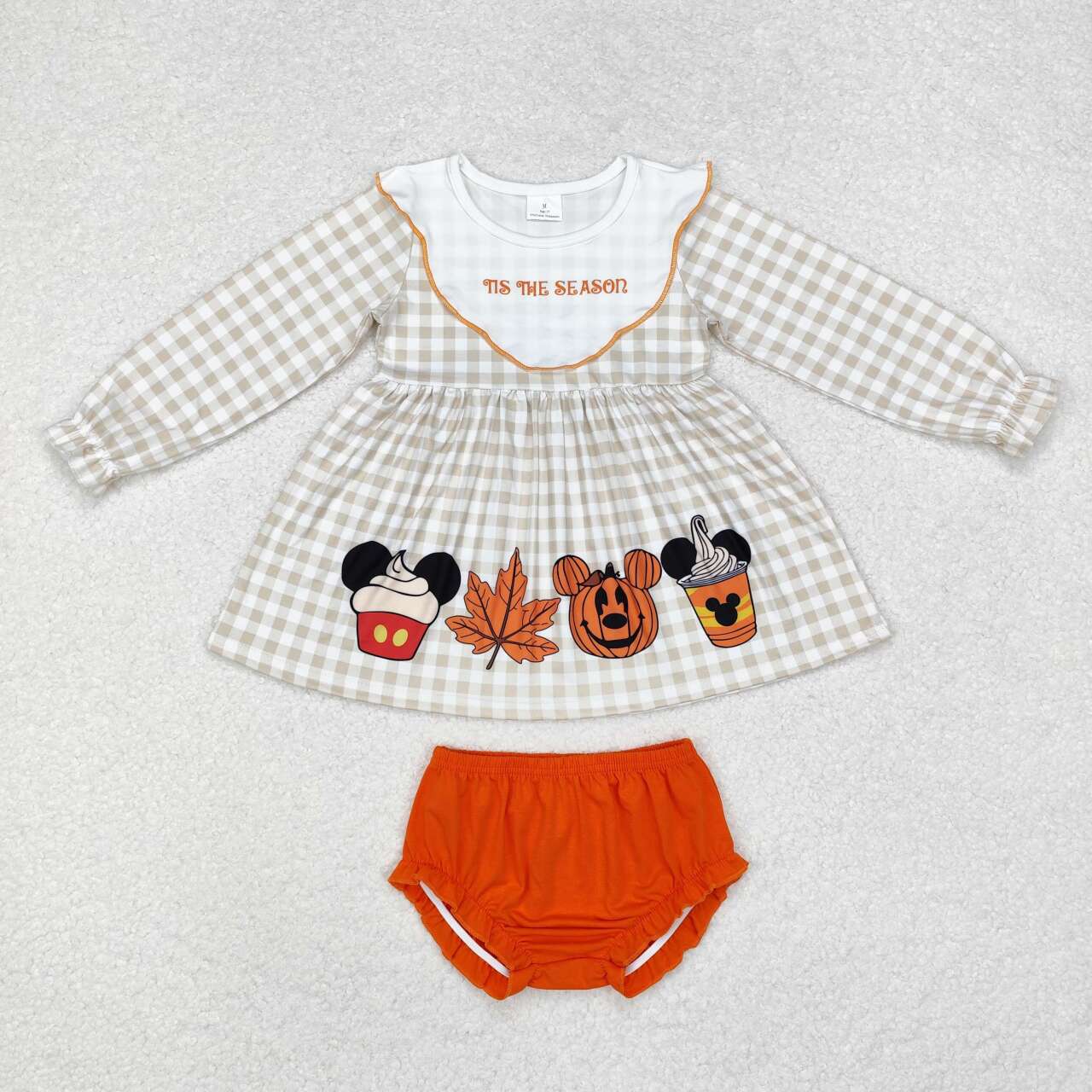 baby girls halloween pumpkin cartoon print bummies outfit