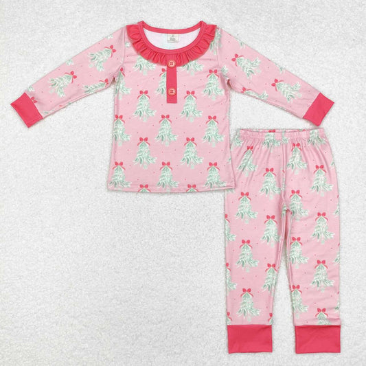 Christmas tree pink pajama set fall winter bamboo clothes wholesale price